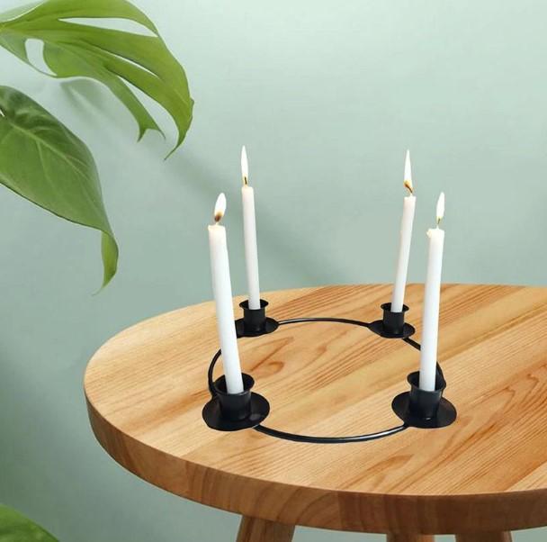 Nordic Geometric Candle Holder Black Golden Iron