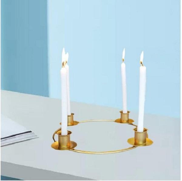 Nordic Geometric Candle Holder Black Golden Iron