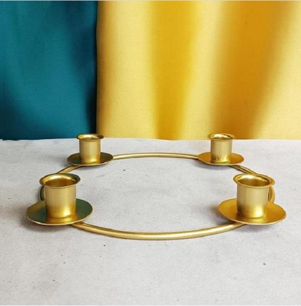 Nordic Geometric Candle Holder Black Golden Iron