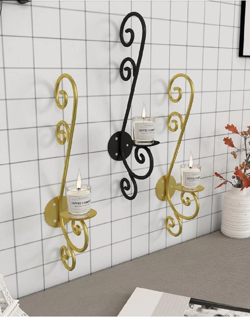 Golden Black Candle Stand for Home Decor
