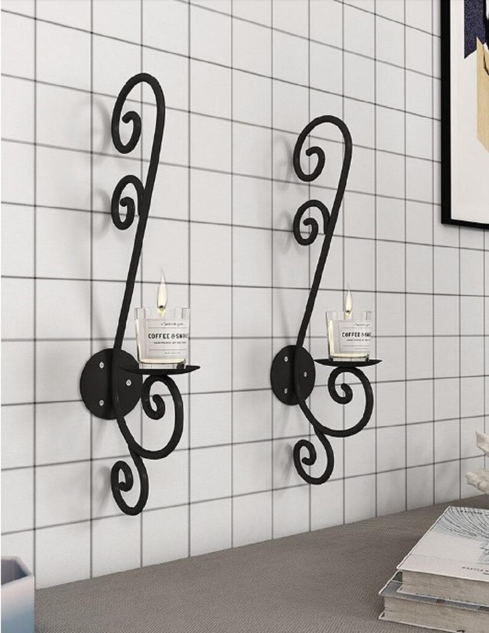 Golden Black Candle Stand for Home Decor