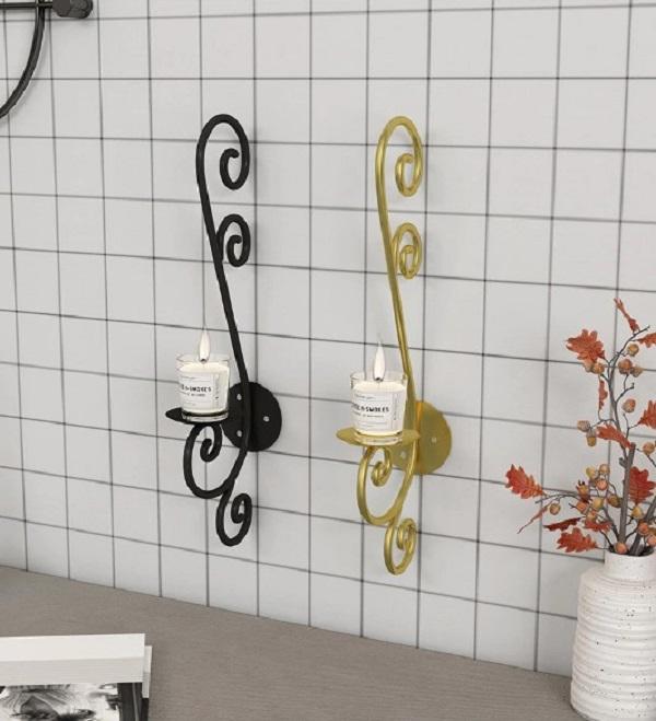 Golden Black Candle Stand for Home Decor