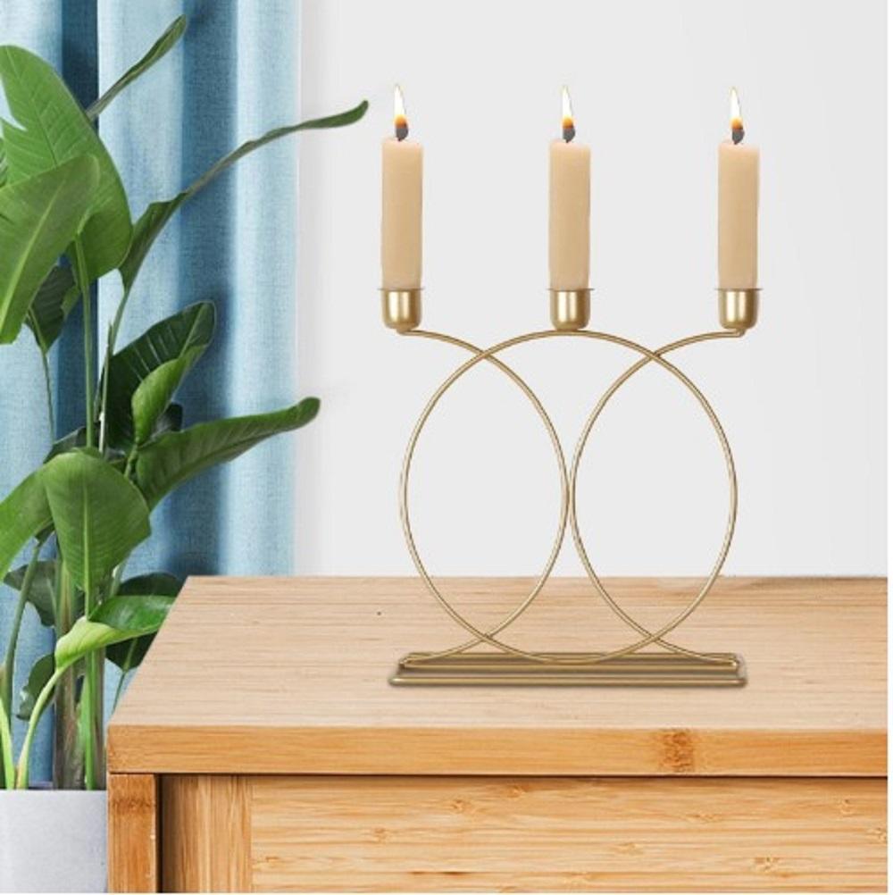 Golden Candle Stand with Calligraphy Design for Home & Events