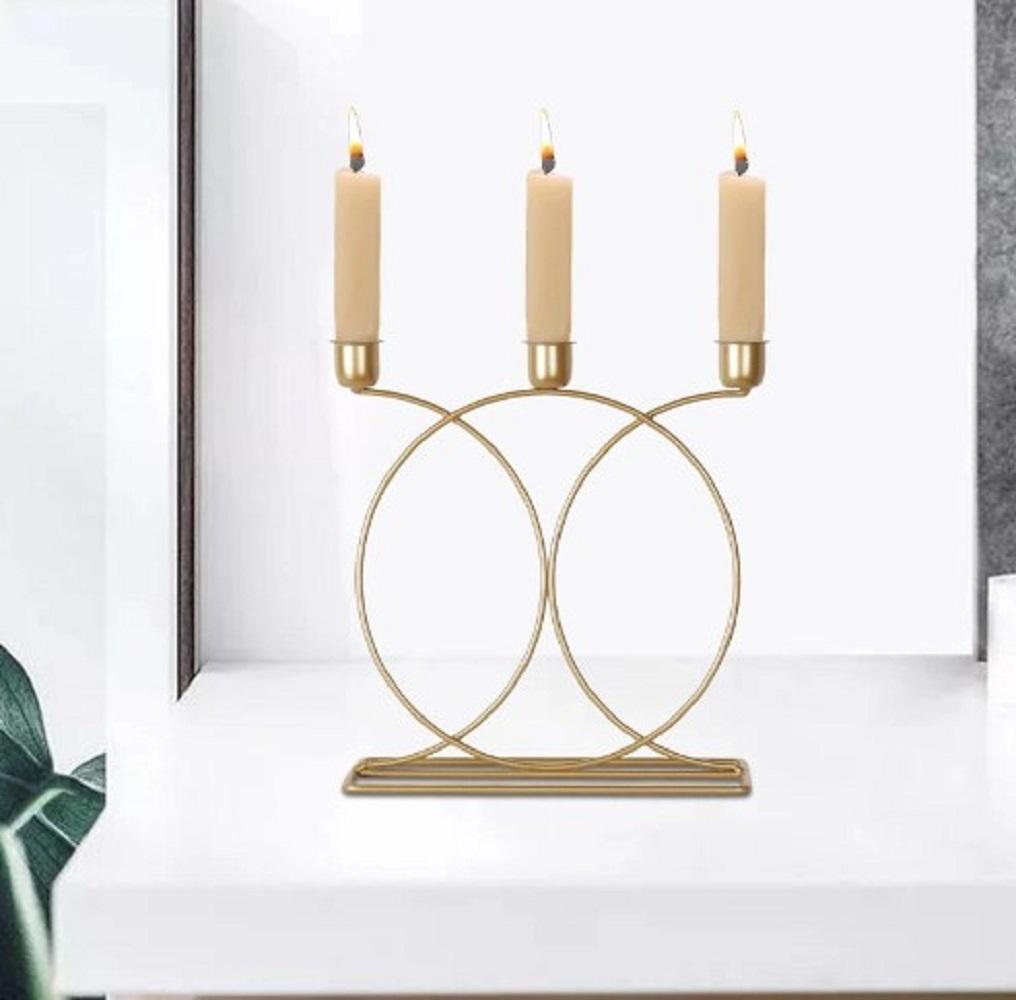 Golden Candle Stand with Calligraphy Design for Home & Events