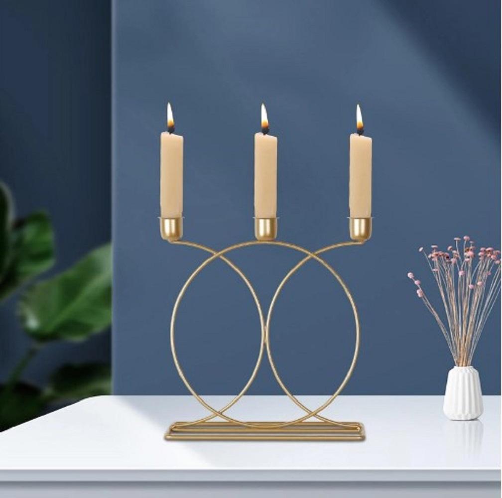 Golden Candle Stand with Calligraphy Design for Home & Events
