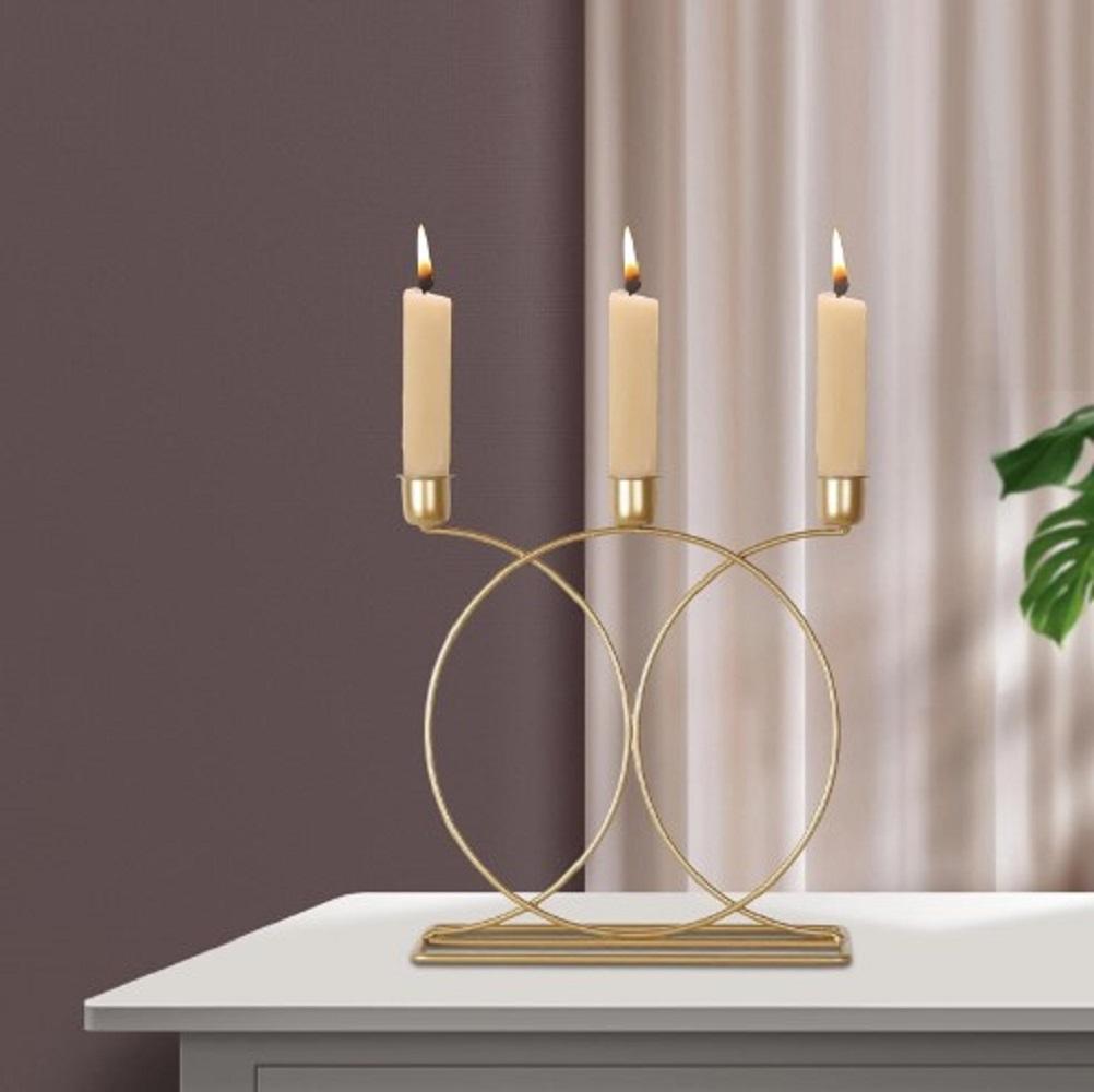 Golden Candle Stand with Calligraphy Design for Home & Events