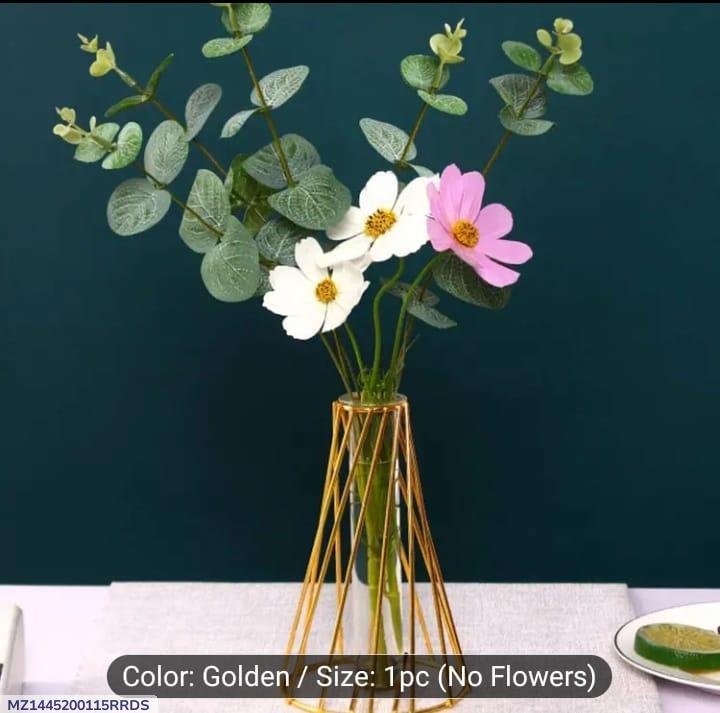 Golden Geometric Vase for Pakistani Homes