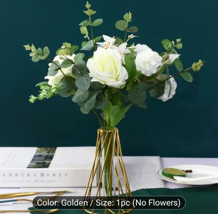 Golden Geometric Vase for Pakistani Homes