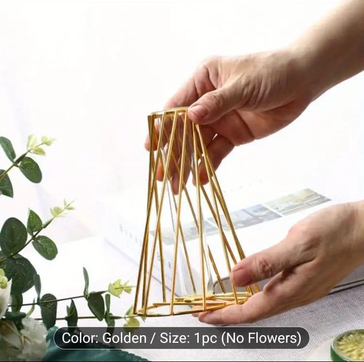 Golden Geometric Vase for Pakistani Homes