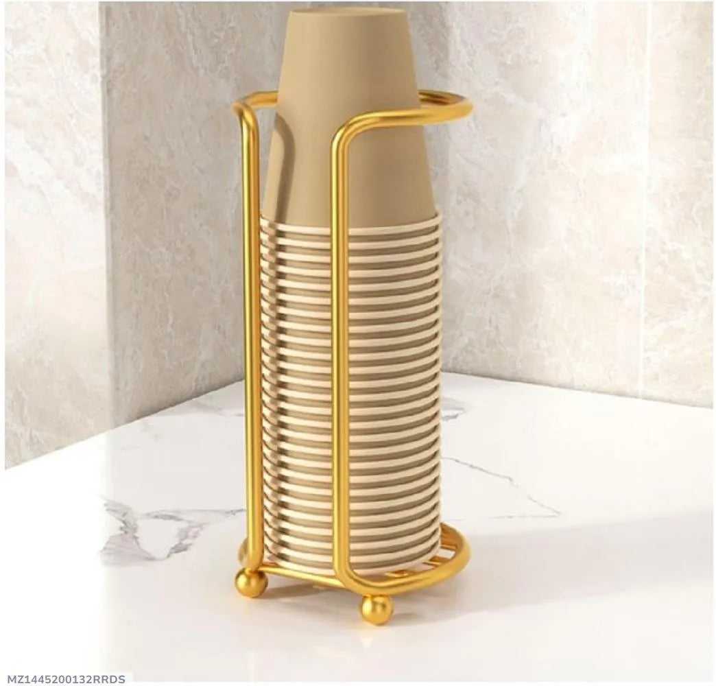 Iron Mug Stand Black Golden Weighted Base