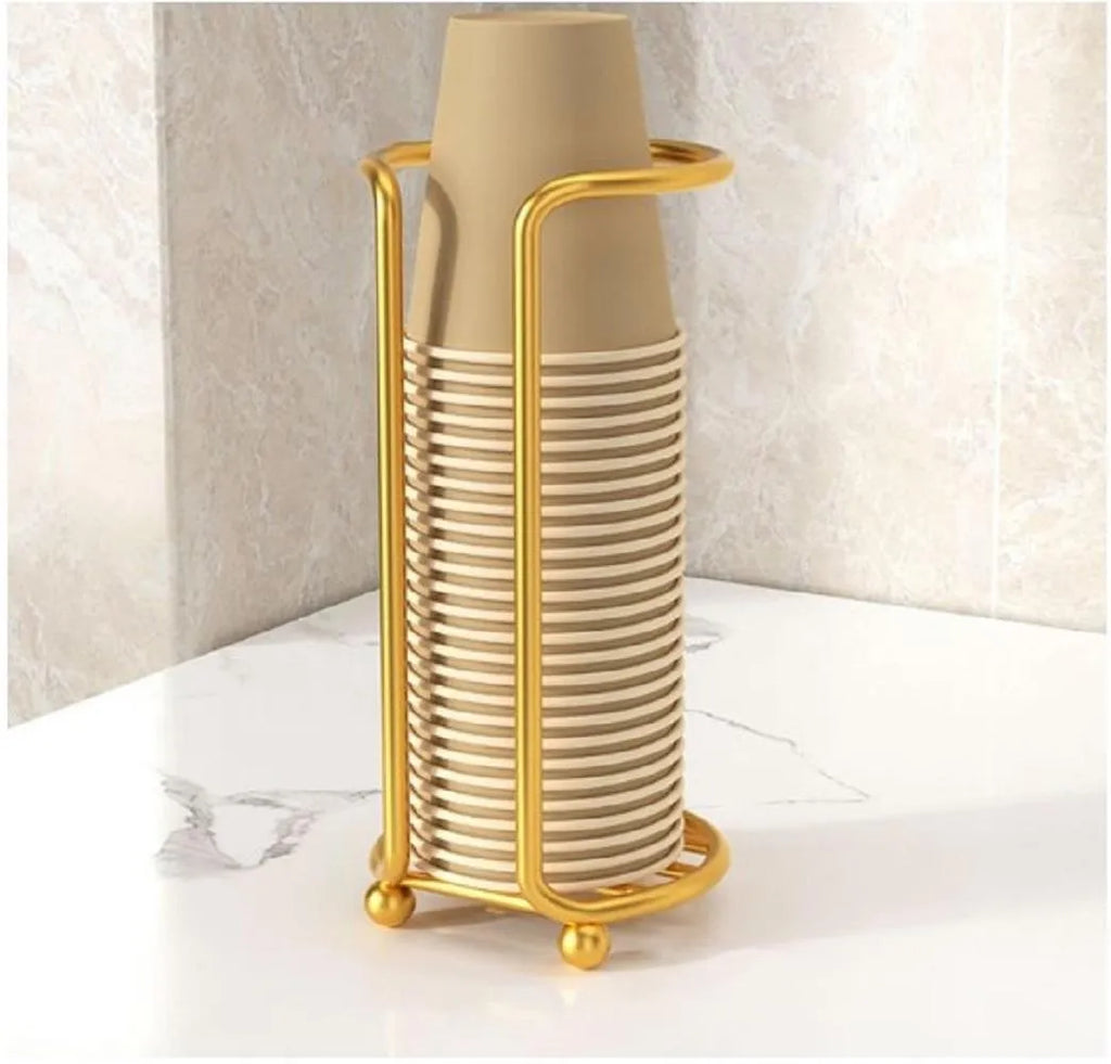 Iron Mug Stand Black Golden Weighted Base