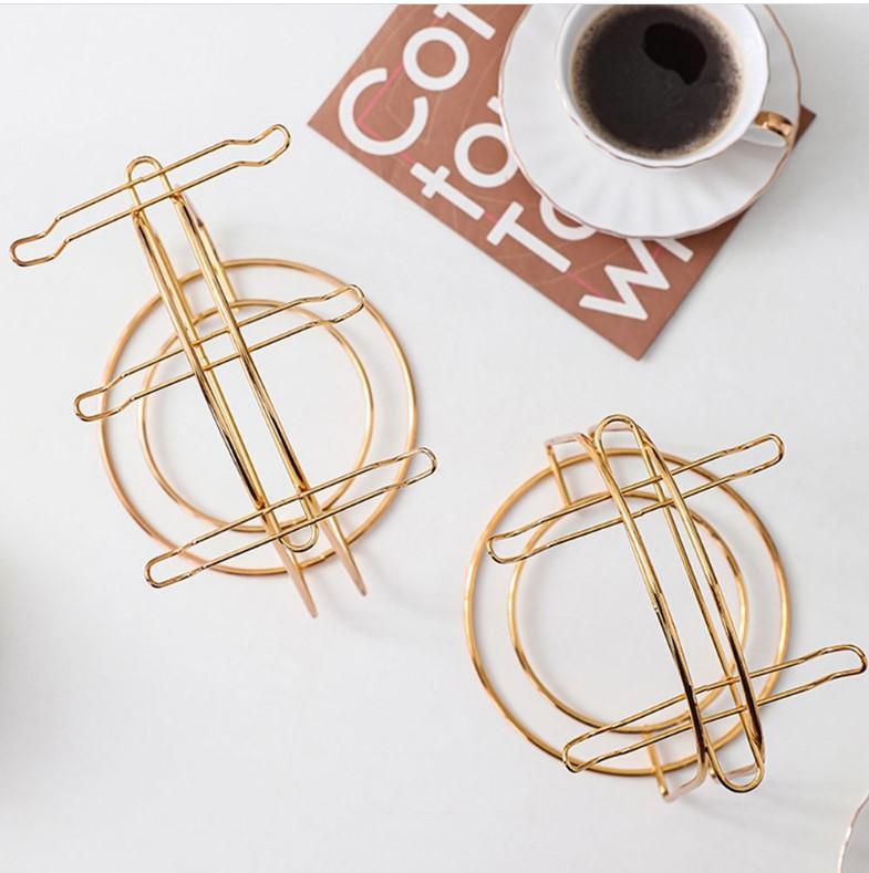 Golden Metal Cup Holder Rack for Kitchen Drying Stand