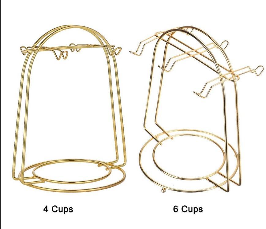 Golden Metal Cup Holder Rack for Kitchen Drying Stand