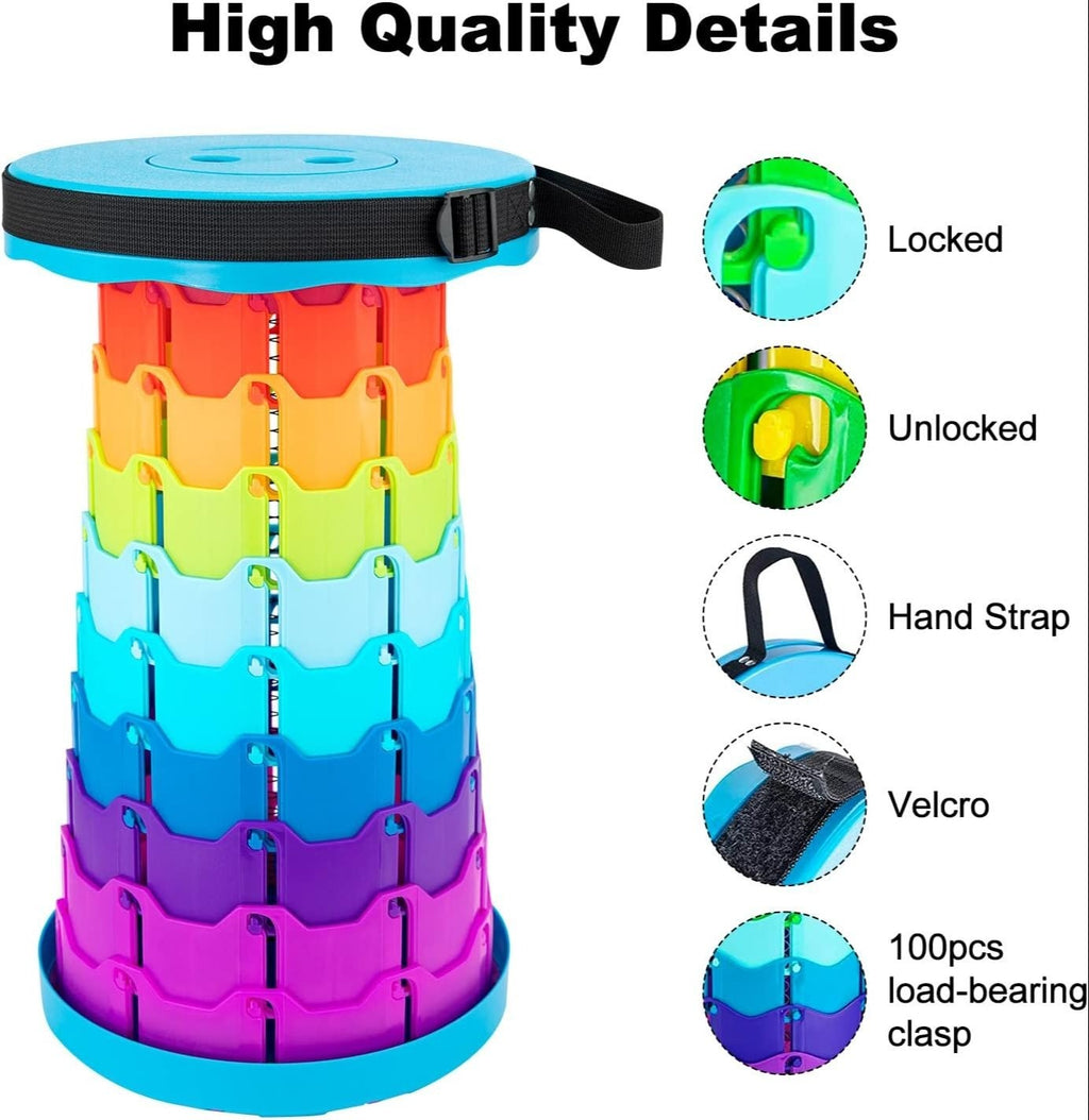 Portable Telescoping Stool, Folding Stool Lightweight &amp; Sturdy, Retractable Telescopic Stool For Gardening, Camping, Travel, Fishing, Hiking And Bbq(Multi Color)