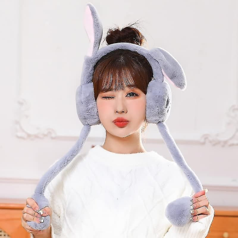 Soft Fluffy Rabbit Ears Headband | Moving Ears Plush Earmuffs | Warm & Cozy �1Pc Random Colour