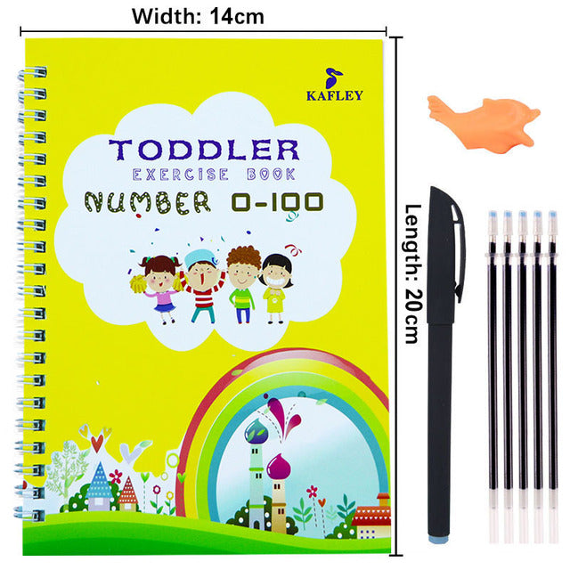 Pack Of 4 Pcs With 5 Refill Copybooks Pen Magic Copy Book Free Wiping Children's Kid Writing Sticker Practice Copybook For Calligraphy