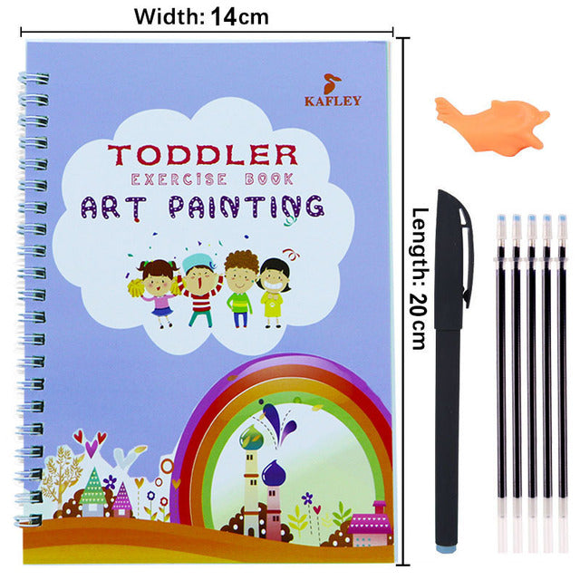 Pack Of 4 Pcs With 10 Refill Copybooks Pen Magic Copy Book Free Wiping Children's Kid Writing Sticker Practice Copybook For Calligraphy