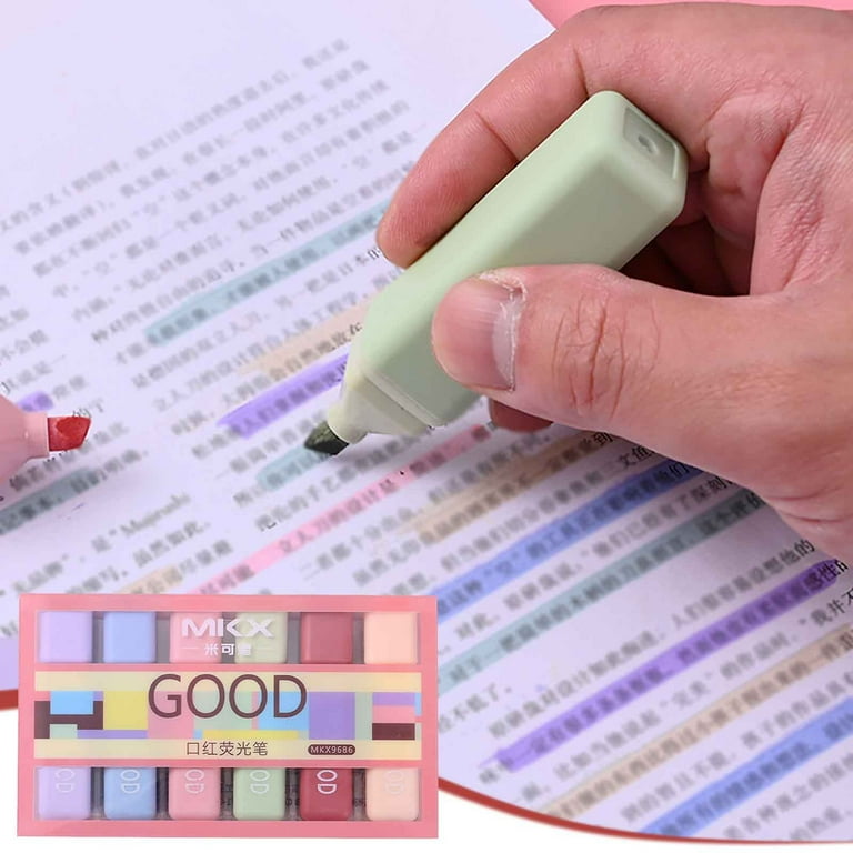 Highlighter Marker Pen Set �6 Soft Fluorescent Colors, Quick-Dry, No Smudge, Water-Based Ink