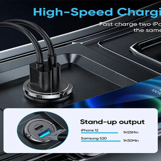 G-Golden 60W QC 4.0 Fast Car Charger �Dual Port High-Quality Multi-Device Charging, Black