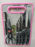 Stainless Steel Knife Set Black Silver Pink Packaging