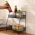 Two Tier Spice Rack Black Stainless Steel Kitchen Storage