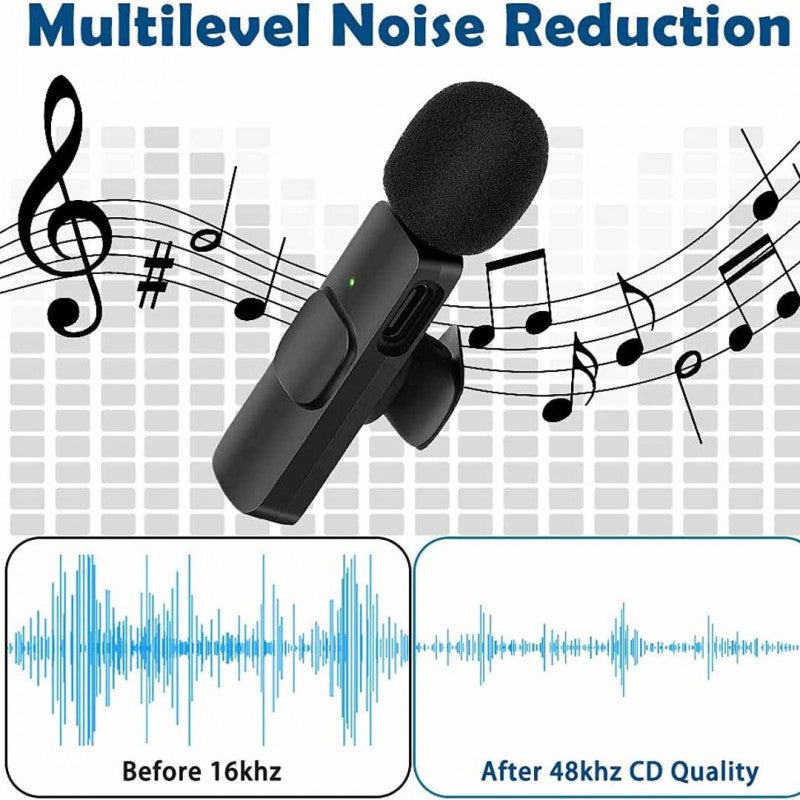 K11 2 IN 1 Collar Wireless Microphone Iphone/Android & Type C Supported