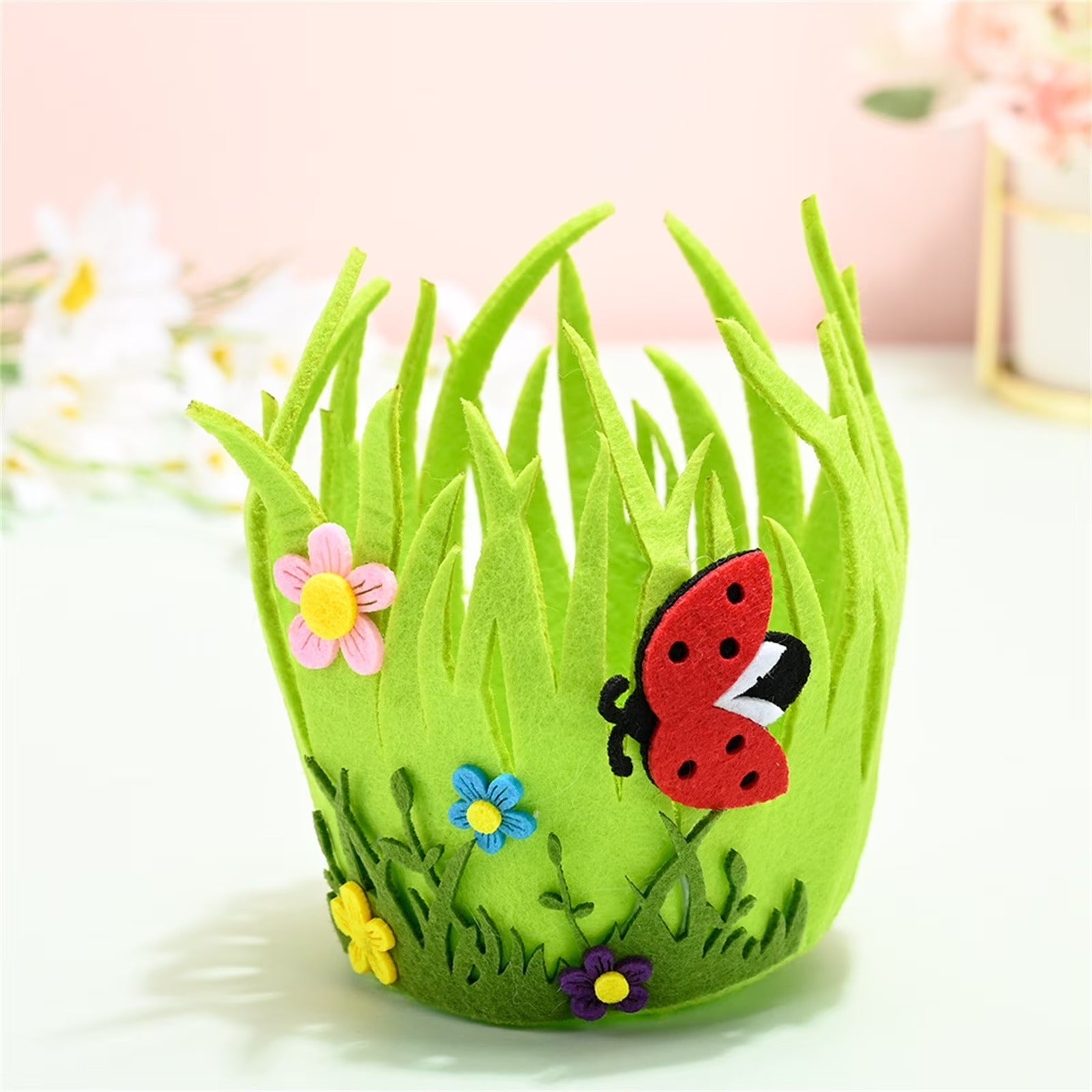 Easter Baskets �Portable Round Non-Woven Buckets for Kids & Adults | Small Woven Party & Birthday Decoration Supplies