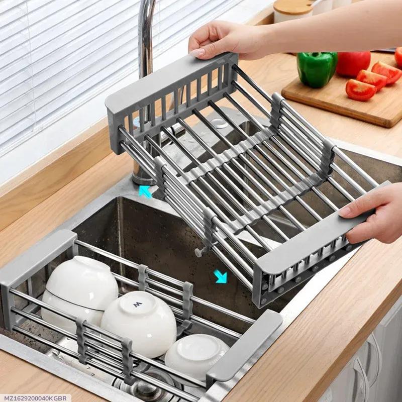 Stainless Steel Retractable Sink Dish Rack for Kitchen