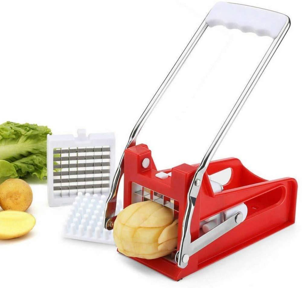 Stainless Steel Potato French Fry Cutter Red Silver