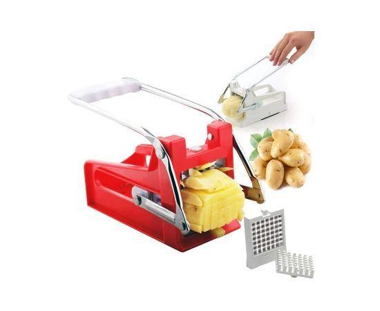 Stainless Steel Potato French Fry Cutter Red Silver
