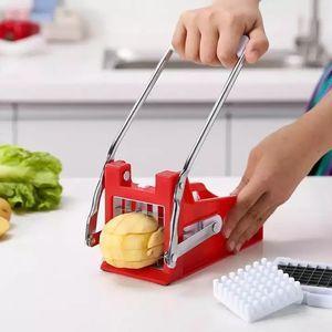 Stainless Steel Potato French Fry Cutter Red Silver