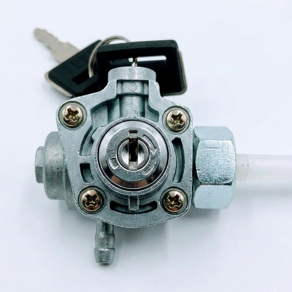 Crown Motorcycle Fuel Cock with Key Lock for Honda CD70 & CG125 �Fuel Tap Valve with Reserve Function