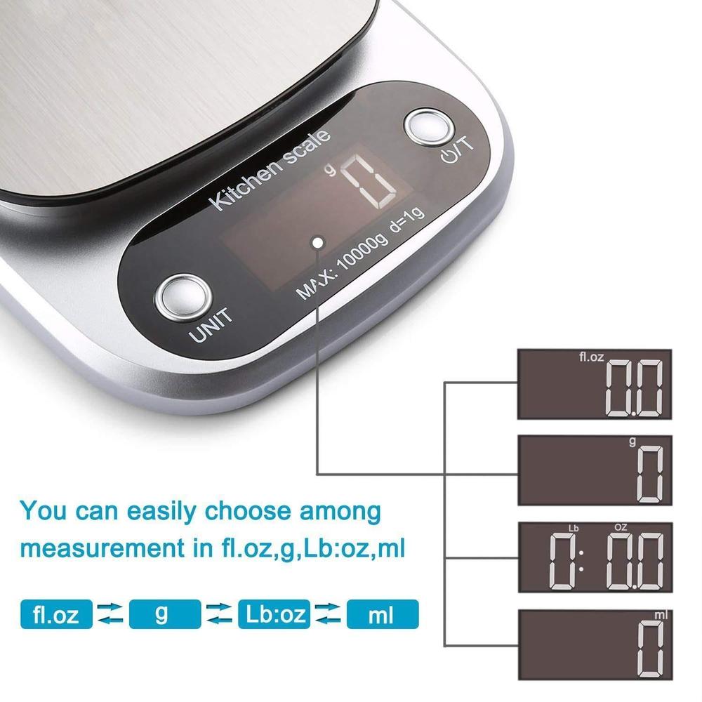 Digital Kitchen Scale 10kg Silver ABS