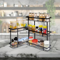 Multi Layer Spice Rack Black Metal Kitchen Storage
