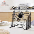 Black Metal Pot Lid Holder for Kitchen Countertop