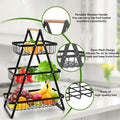 Three-Tier Fruit Basket Black Iron Rust Proof Portable Handle
