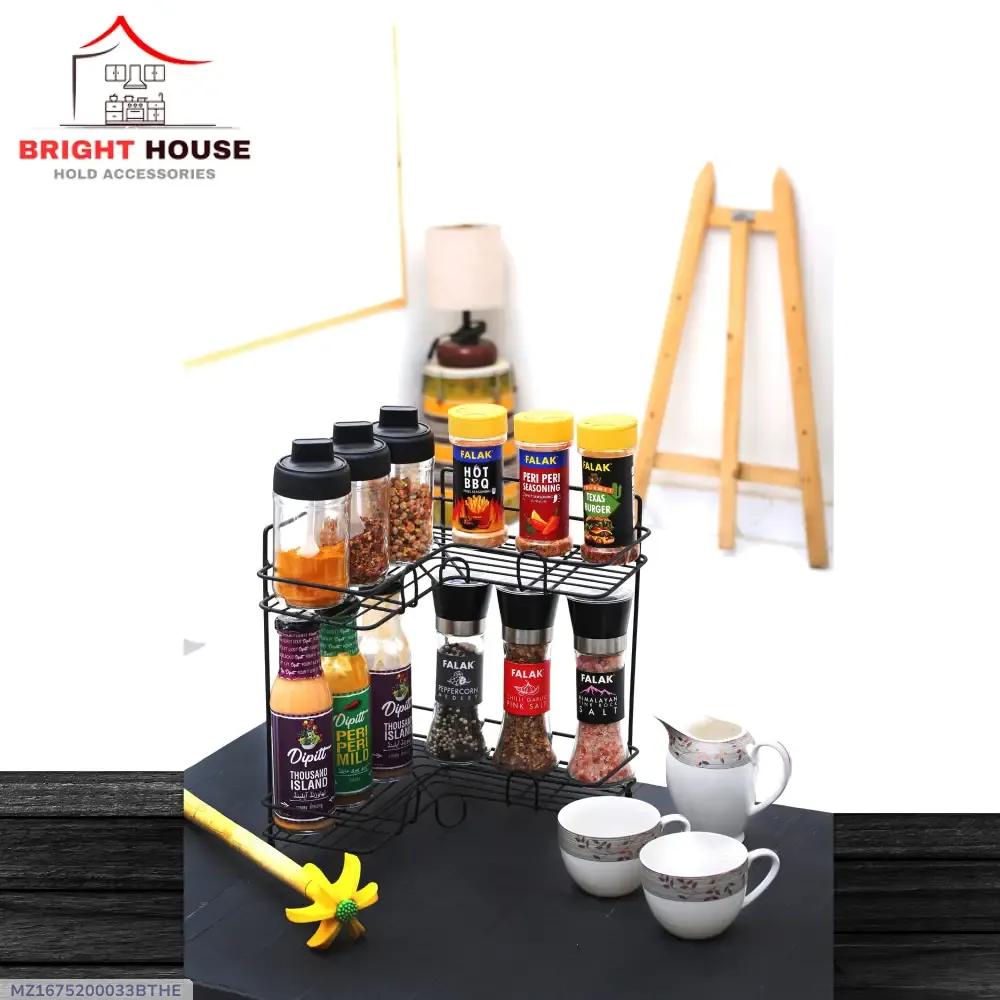 Black Iron Spice Rack for Kitchen & Living Room Storage