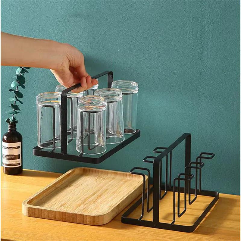 Glass Holder Black Metal Kitchen Storage