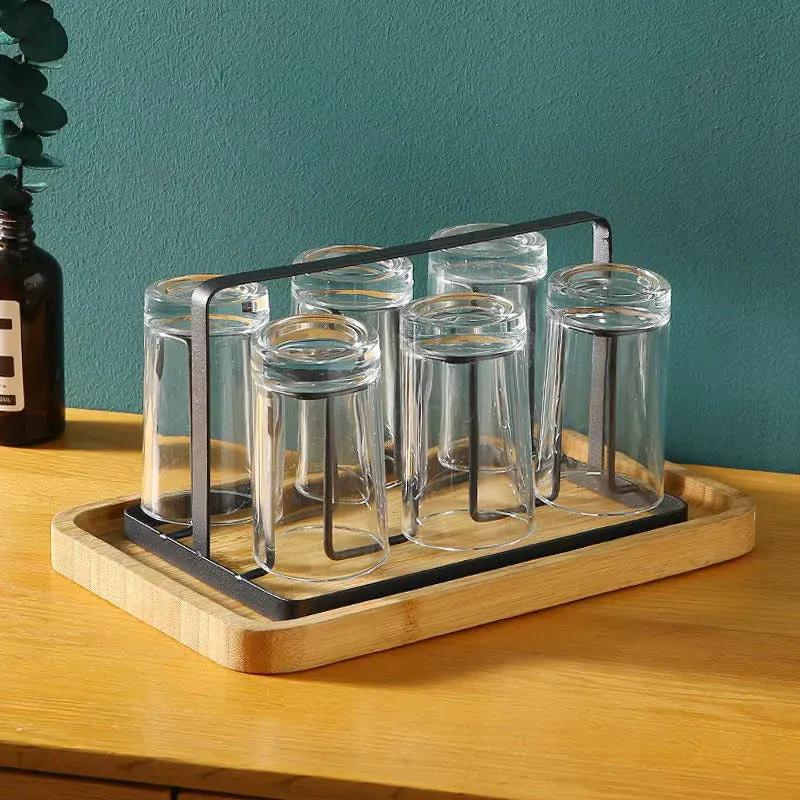 Glass Holder Black Metal Kitchen Storage