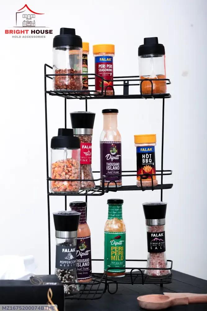 Black Iron Spice Rack for Kitchen Living Room RV