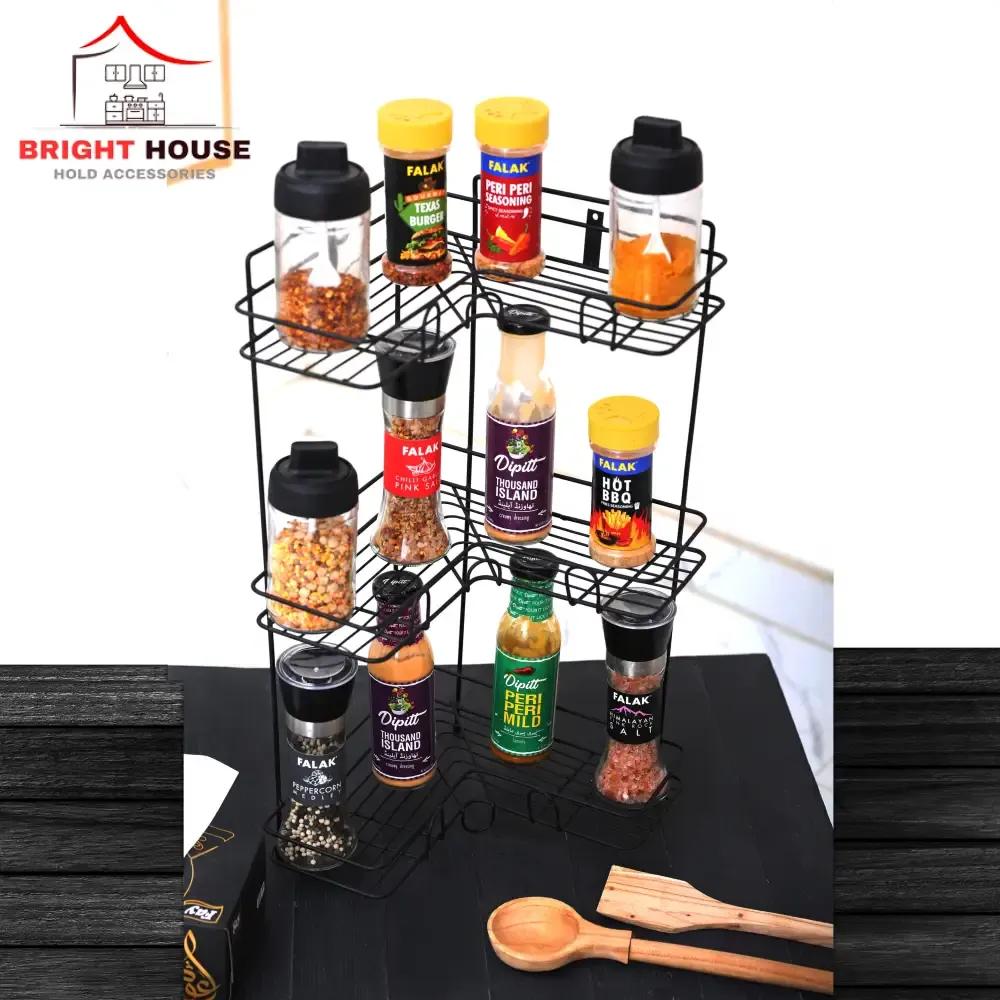Black Iron Spice Rack for Kitchen Living Room RV