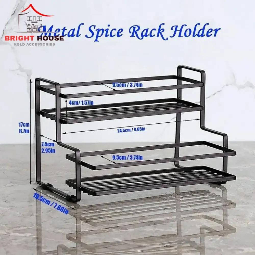 Black Two-Tier Spice Rack for Kitchen Organization