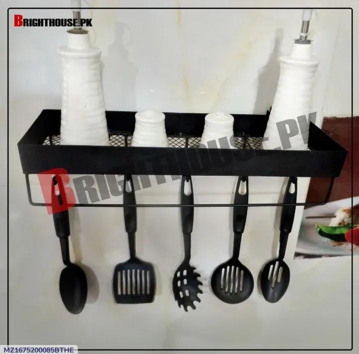Black Metal Kitchen Cutlery Organizer with Anti-Drop Buckle