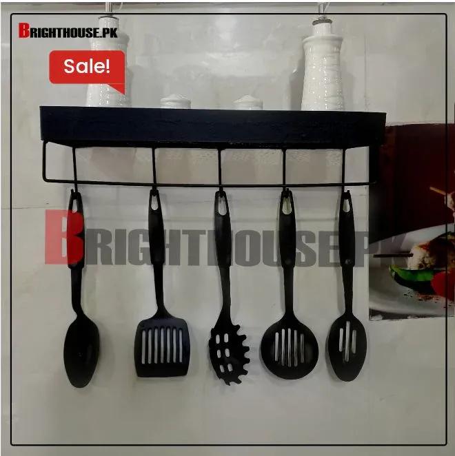 Black Metal Kitchen Cutlery Organizer with Anti-Drop Buckle