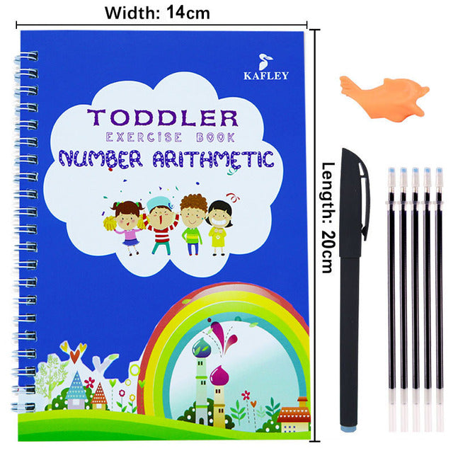 Pack Of 4 Pcs With 10 Refill Copybooks Pen Magic Copy Book Free Wiping Children's Kid Writing Sticker Practice Copybook For Calligraphy