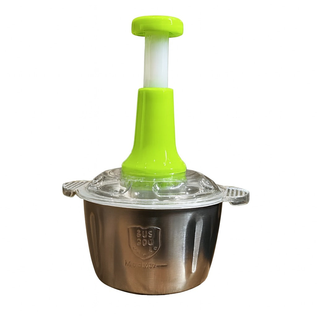 Assorted Stainless Steel Manual Food Chopper 2L �Multi Purpose Vegetable Fruit And Nut Cutter With Hand Push Blades