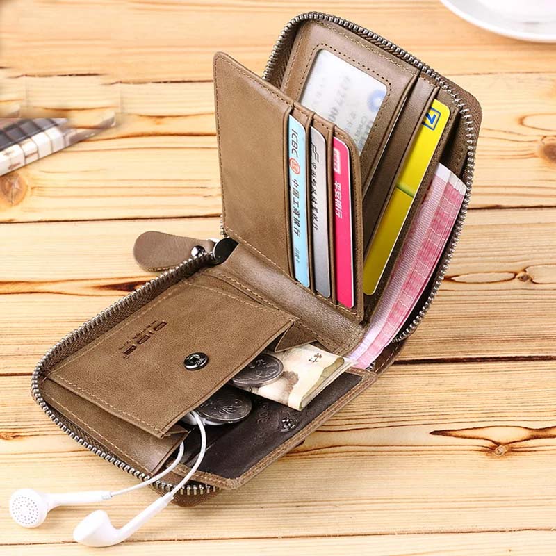 GOL Zip Leather Wallet for Men Compact
