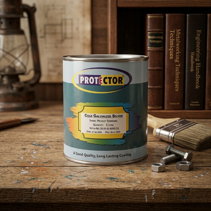 PROTECTOR  Anti Rust Zinc Coating Spray Color (Cold Galvanized Silver Paint 1 Liter)
