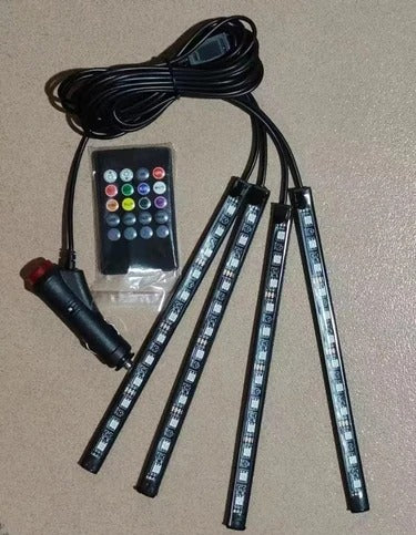 Car Interior LED Atmosphere Light with Remote Control �Multi-Color Music Sync Ambient Strip Lamp (12V)