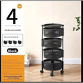 Black 4-Tier Rotatable Fruit Basket with Wheels